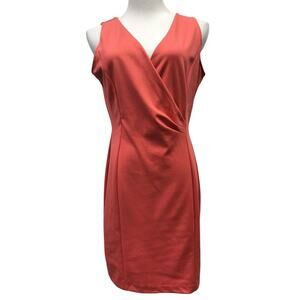 Bianca Nygard Dress Womens 10 Wrap Crossover Orange Knee Length